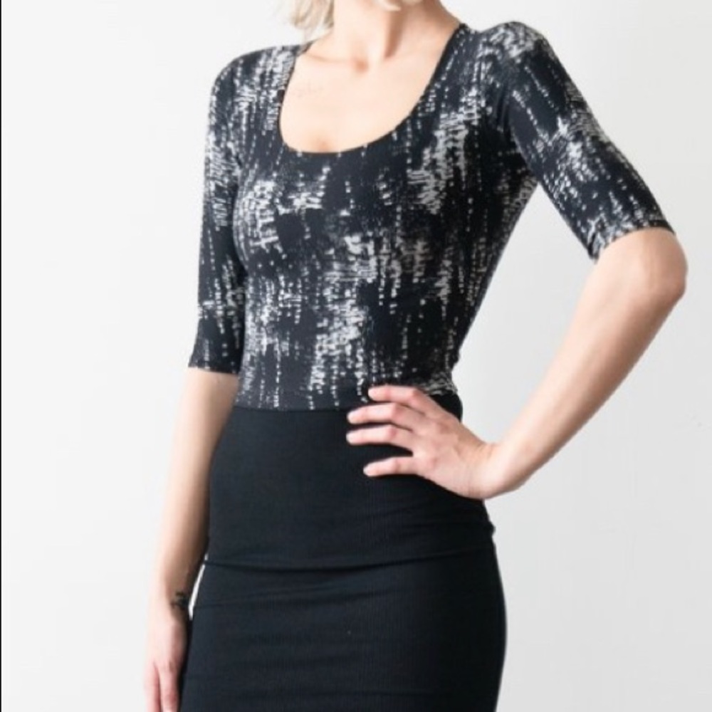 Nadia Tarr Archival Scuba Top 3/4 Sleeve Black/Wht